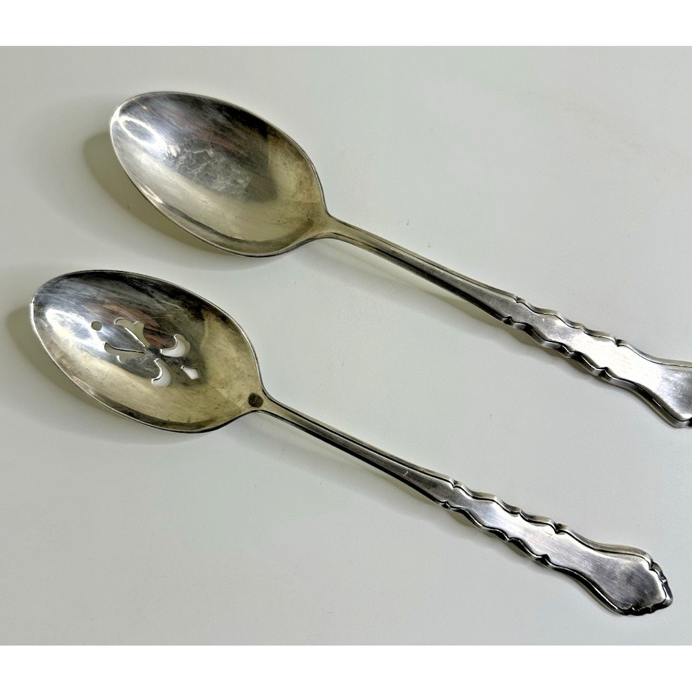 Roger Bros Slotted Spoon Set Serving Stainless Flatware